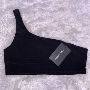 Pretty Little Thing Black One Shoulder Crop Top